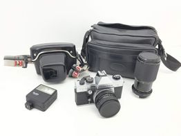 camara reflex praktica 50mm + 80/200 + flash mtl 5 b