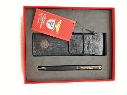 caneta sem marca conjunto porta-canetas e caneta benfica