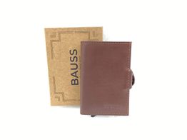 carteira bauss porta-cart&otilde;es em pele e alum&iacute;nio anti-rfid com porta-moedas