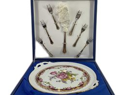 cer&acirc;mica gama alta av t.limoges prato de bolo e talheres