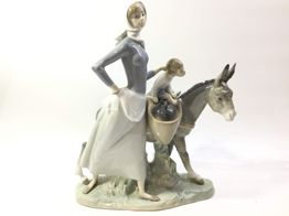 ceramica alta gama lladro lechera con burro