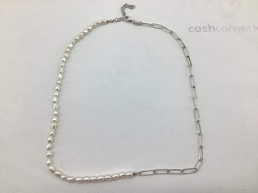 colar prata 925mm com pedra con perla 22cm 