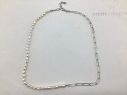 colar prata 925mm com pedra con perla 22cm 