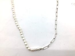 colar prata 925mm com pedra con perla 22cm 