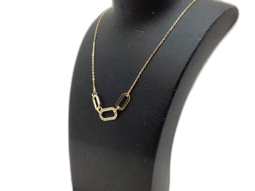 colar ouro 18k com pedra con circonita 22cm 