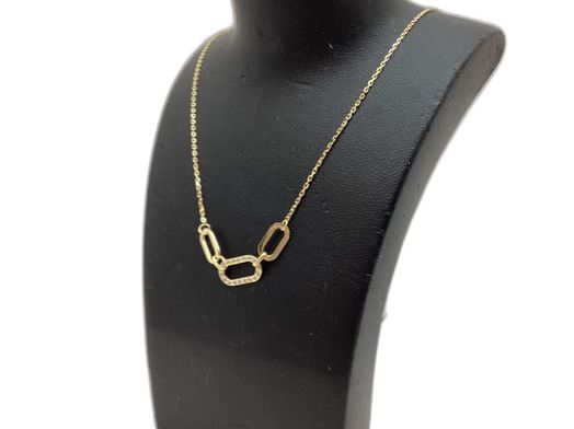 colar ouro 18k com pedra con circonita 22cm 