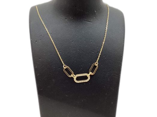 colar ouro 18k com pedra con circonita 22cm 