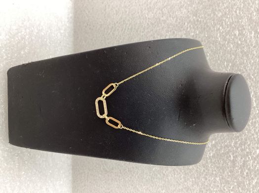 colar ouro 18k com pedra con circonita 22cm 