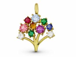 pendente ouro 18k com pedra con circonita 