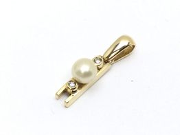colgante oro 18k con diamante,moisanita,perla 