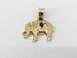 colgante oro 18k con circonita,esmeralda,rubi,topacio 