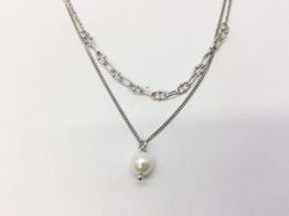 collar plata 925mm con perla 23cm 