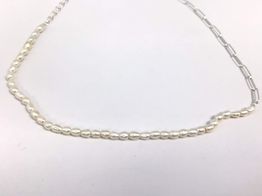 collar plata 925mm con perla 22cm 
