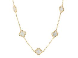 collar oro 18kt trebol 4 hojas blanco