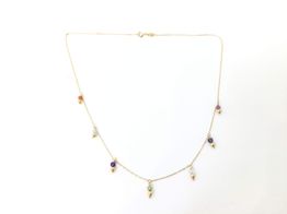 collar oro 18k con cuarzo 22cm 