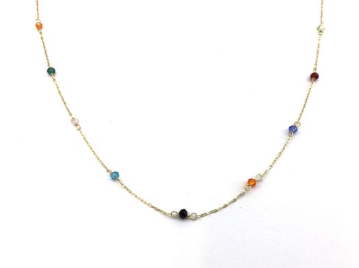 collar oro 18k con cuarzo 22cm 