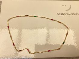 gargantilla oro 18kt hungara y barretas circonita color