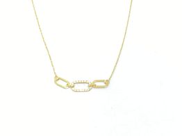 colar ouro 18k com pedra con circonita 22cm 