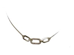 colar ouro 18k com pedra con circonita 22cm 
