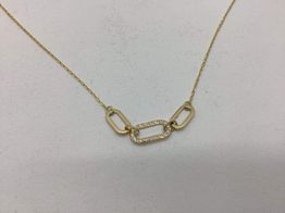 collar oro 18kt con circonita y eslabones