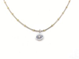 colar ouro 18k com pedra con diamante 20.5cm 