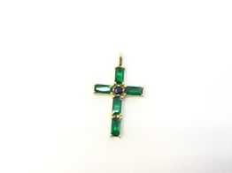 crucifijo oro 18k con esmeralda 