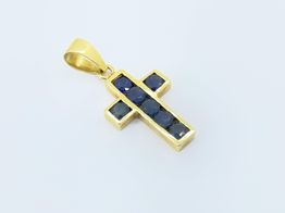 Crucifijo Oro 18k Con Zafiro