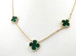 gargantilla oro 18k con onix,malaquita 22cm 