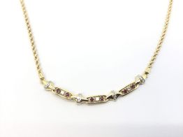 gargantilla oro 18k con diamante,rubi 26.5cm 