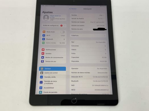 ipad apple ipad (5 gen) (wi-fi+cellular) (a1823) 32gb