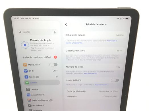 ipad apple ipad air m2 (wi-fi) (a2902) (11,0) 256gb (6th generacion)