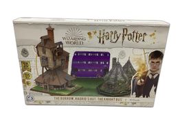 juego de construccion wrebbit 3d puzzle - the burrow, hagrid's hut, the knight bus
