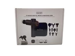 m&aacute;quina massagens vibrat&oacute;ria ale-hop 10heads digital muscle massage gun