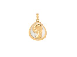 medalha ouro 18k com pedra con nacar 
