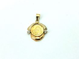 medalla oro 18k con circonita 