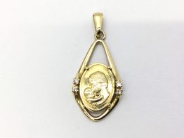 medalla oro 18k con circonita 