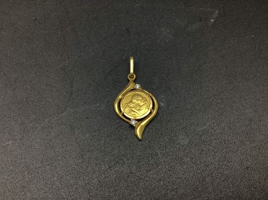 medalla oro 18k con circonita 