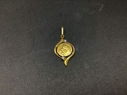 medalla oro 18k con circonita 