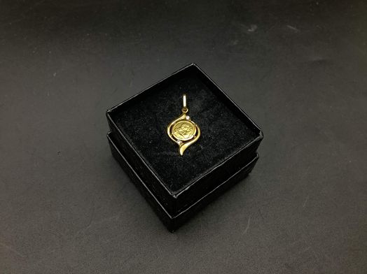 medalla oro 18k con circonita 