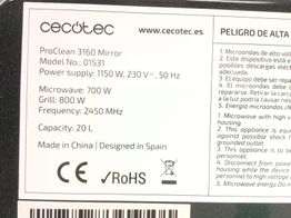 microondas cecotec proclean 3160