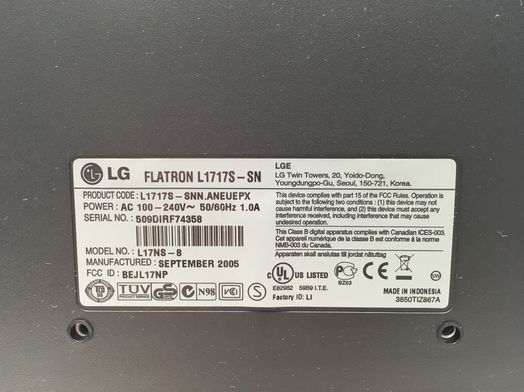 monitor tft lg flatron l1717s