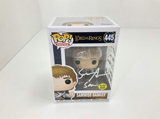 objetos insolitos funko the lord of the rings 445 samwise gamgee firmado con frase manuscrita por sean austin certificado