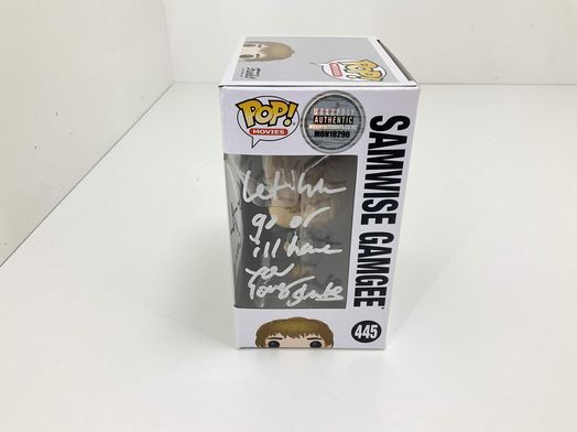 objetos insolitos funko the lord of the rings 445 samwise gamgee firmado con frase manuscrita por sean austin certificado