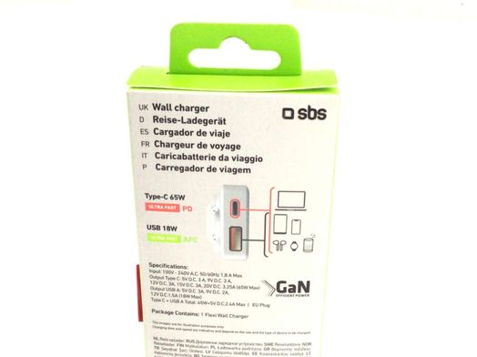 sbs 65 watt flexi wall charger
