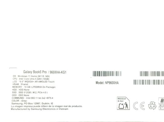 pc portatil samsung galaxy book5 pro