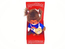 peluche ty monchhichi ni&ntilde;a con camiseta arco&iacute;ris y bolso osito