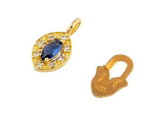 pendente ouro 18k com pedra con circonita 