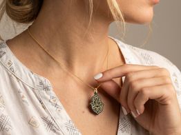 pendente ouro 18k com pedra con onix 
