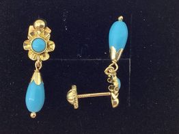 Pendientes Oro 18k Con Turquesa