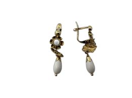 pendientes oro 18k con cuarzo 